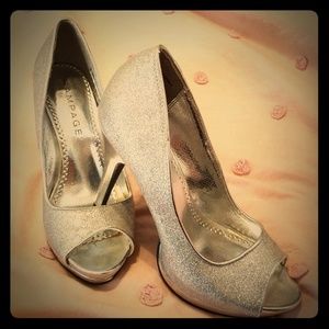 Sparkly silver heels